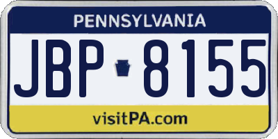 PA license plate JBP8155