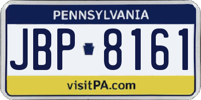 PA license plate JBP8161