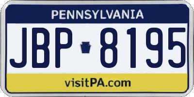 PA license plate JBP8195