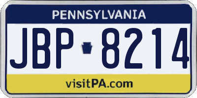 PA license plate JBP8214