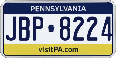 PA license plate JBP8224