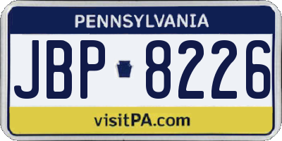 PA license plate JBP8226