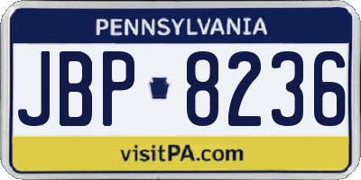 PA license plate JBP8236