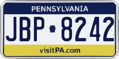 PA license plate JBP8242