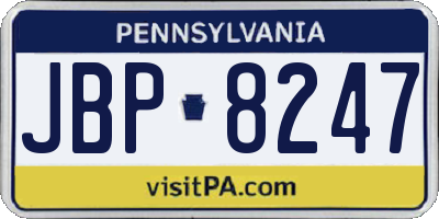 PA license plate JBP8247