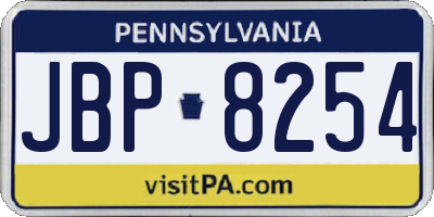 PA license plate JBP8254