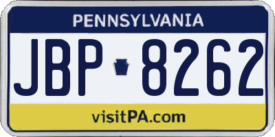 PA license plate JBP8262
