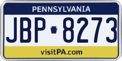 PA license plate JBP8273