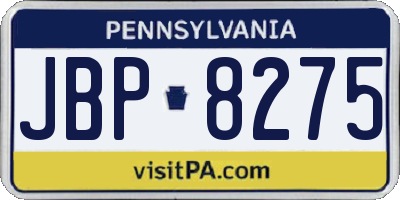 PA license plate JBP8275
