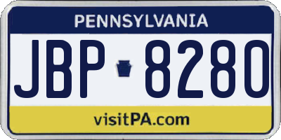 PA license plate JBP8280