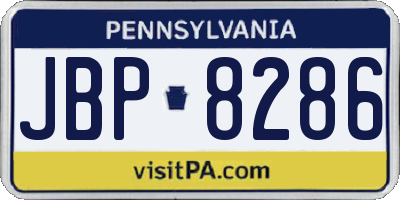 PA license plate JBP8286