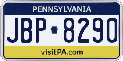 PA license plate JBP8290