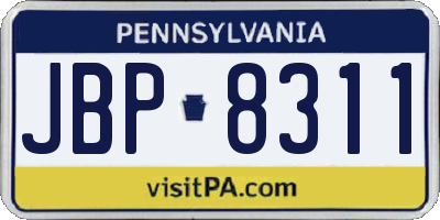 PA license plate JBP8311