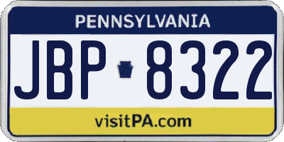 PA license plate JBP8322