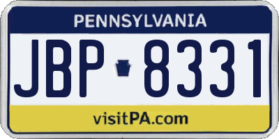 PA license plate JBP8331