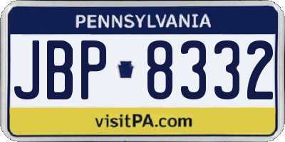PA license plate JBP8332