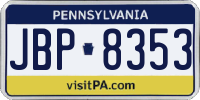 PA license plate JBP8353