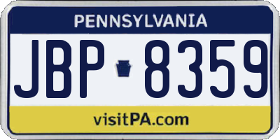 PA license plate JBP8359