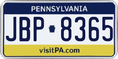 PA license plate JBP8365