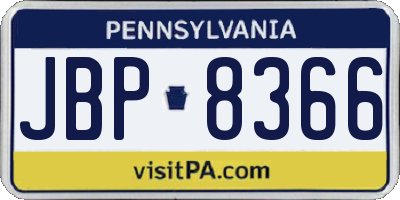 PA license plate JBP8366