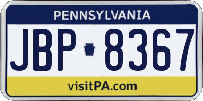 PA license plate JBP8367