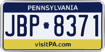 PA license plate JBP8371