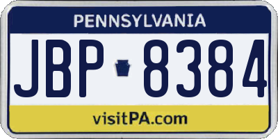 PA license plate JBP8384