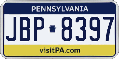 PA license plate JBP8397
