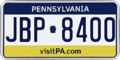 PA license plate JBP8400