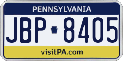 PA license plate JBP8405