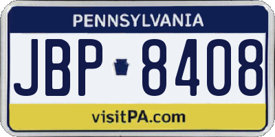 PA license plate JBP8408