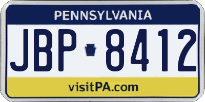 PA license plate JBP8412