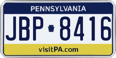 PA license plate JBP8416