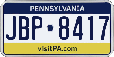 PA license plate JBP8417