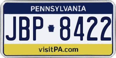 PA license plate JBP8422