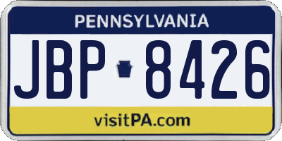 PA license plate JBP8426