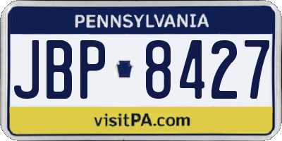 PA license plate JBP8427