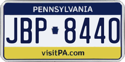 PA license plate JBP8440