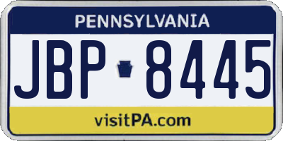 PA license plate JBP8445