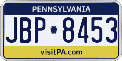 PA license plate JBP8453