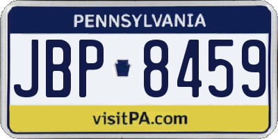 PA license plate JBP8459