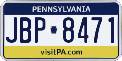 PA license plate JBP8471