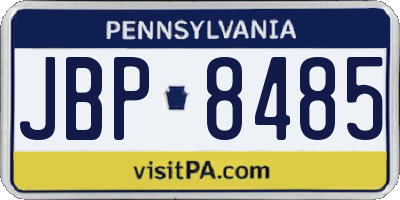 PA license plate JBP8485