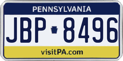PA license plate JBP8496