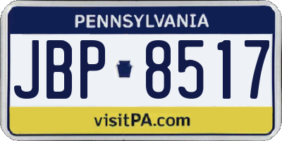 PA license plate JBP8517