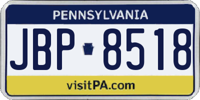 PA license plate JBP8518