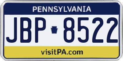 PA license plate JBP8522