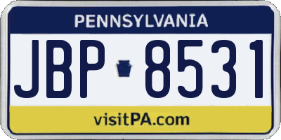 PA license plate JBP8531