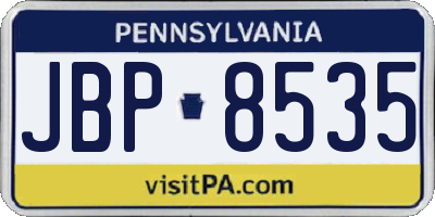 PA license plate JBP8535