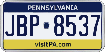 PA license plate JBP8537
